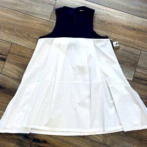 Jil Sander NWT High Neck Sleeveless Flare Tunic Top Navy & White Italy $350